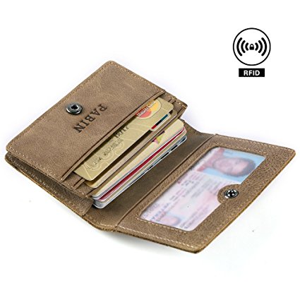 RFID Blocking Leather Business Card Holder for Men Credit Card Protector Vintage