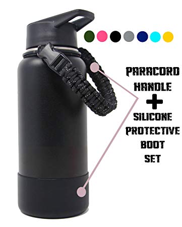 One MissionX Paracord Handle & Protective Bottom Silicone Boot Cover Set - Compatible with 32-40 oz Hydro Flask Bottles Accessories
