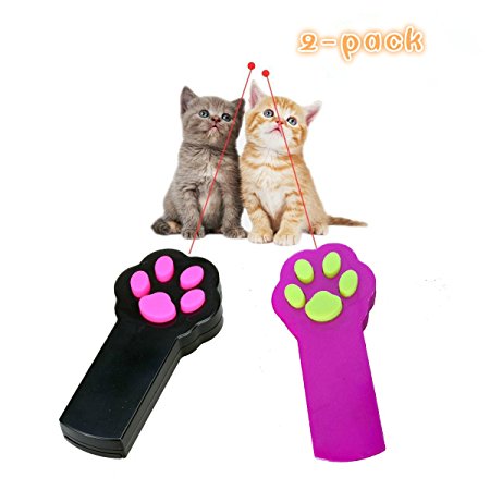 IN HAND Paw Style Cat Catch The Interactive LED Light Pointer Exercise Chaser Toy Pet Scratching Training Tool(2 Pack)