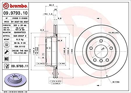 Brembo 09.9793.11 UV Coated Rear Disc Brake Rotor