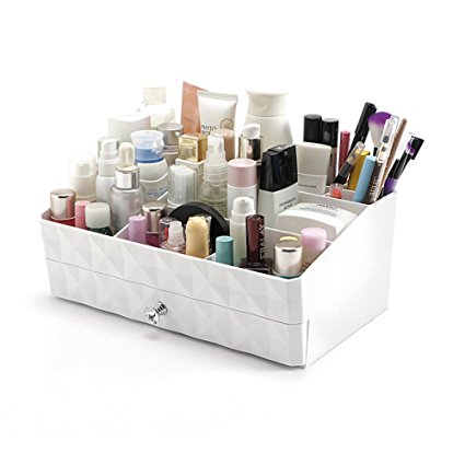 Cosmetic Storage Makeup Organizer,Jewelry Tray Rack,Desk Organizer Supplies Caddy Tray with Drawers (white)