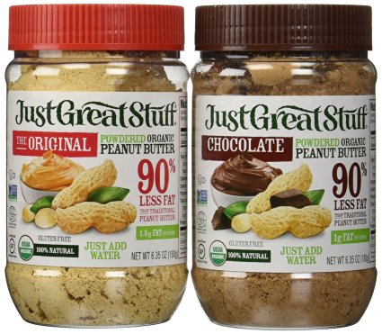 Betty Lou's Just Great Stuff Organic Powdered Peanut Butter and Organic Powdered Chocolate Peanut Butter Combo 6.35 Ounce jars