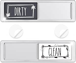 Dishwasher Magnet Clean Dirty Sign Shutter Only Changes When You Push It Non-Scratching Strong Magnet or 3M Adhesive Options Indicator Tells Whether Dishes are Clean or Dirty (Gray/White)