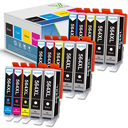 VAKER 564 Ink Cartridges Replacement for HP 564 564 XL Compatible with Photosmart C309A DeskJet 3520 3522 Photosmart 5520 6510 7510 7525 6515 C5370 C5380 D7560 C410 Officejet 4620 (15 Packs)