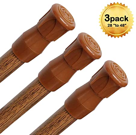 AIZESI 3Pcs Expandable Spring Tension Rods s 28 to 48 inch Tension Curtain Rod Wood Color Mini Tension Rods Spring Rod Adjustable Tension Rod Window