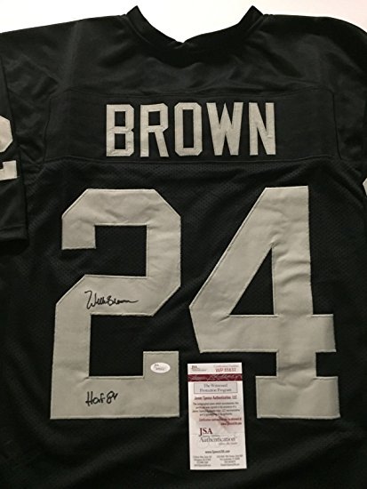 Autographed/Signed Willie Brown "HOF 84" Oakland Raiders Black Football Jersey JSA COA