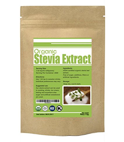 Organic Stevia Extract Powder Natural Sweetener Sugar Substitute (4 oz)