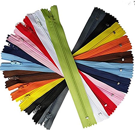 Upick Color 44pcs Nylon Coil Zippers Tailer Sewing Tools Craft 9 Inch 11 Colors JHC09 (Multi-Color)