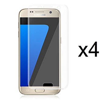 Samsung Galaxy S7 Edge - 4 Pack - Premium [Transparent Crystal Clear] Custom Fit PET Film Screen Protector and Atom LED