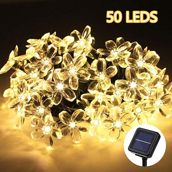Greenclick Solar String Lights Outdoor, 50LED Fairy Starry Lights Waterproof， 23Ft Decorative String Solar Lighting for Wedding，Party Garden, Lawn, Patio, Yard, Home