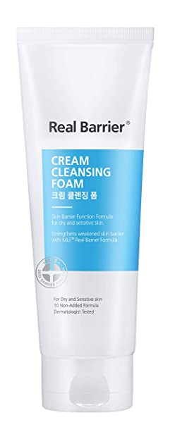 Real Barrier Cream Cleansing Foam / 5.3 Oz, 150g / K-Beauty/Non-stripping Creamy Facial Cleanser for Dry and Sensitive Skin