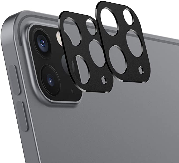 MoKo 2-Pack Camera Lens Protector Fit iPad Pro 12.9 2021/2020 & iPad Pro 11 2021/2020, Metal Frame Aluminum Alloy Sticker, Scratch-Resistant Plate Panel Back Rear Camera Protective Shield - Black