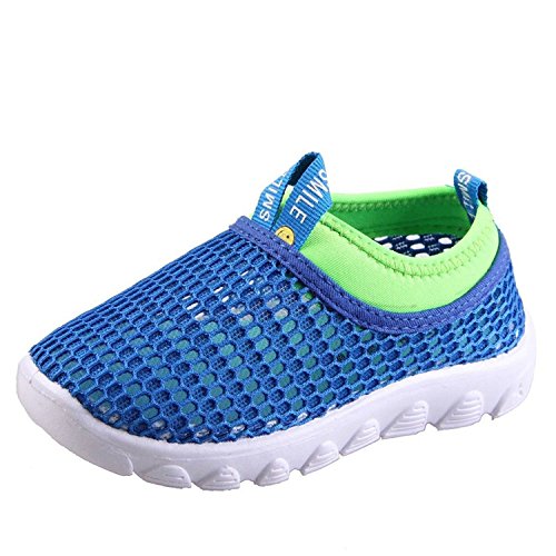 WALUCAN Boys and Girls Water Shoes Breathable Mesh Running Shoes Anti-Slip Sneakers (Little/Big Kids)