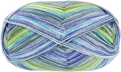 Lana Grossa Meilenweit 100 Extrafine Cosima Multi Yarn, 3487 Grey/Yellow Green/Teal/Light/Dark/Blue Grey/Jeans/Royal/Light Sky Blue