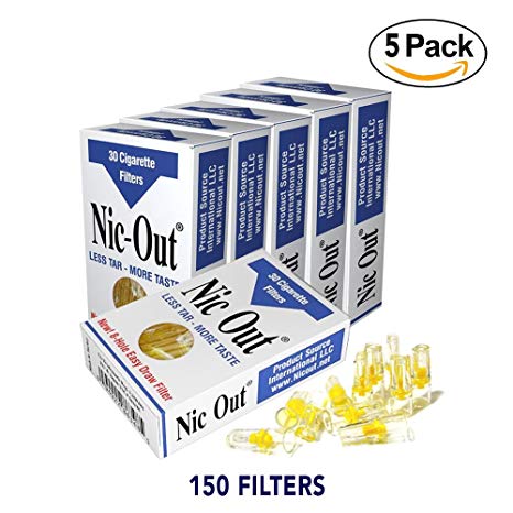 NIC-OUT Cigarette Filters 5 Packs (150 Filters) Smoking Free Tar & Nicotine Disposable Nicout Holders for Smokers DON'T QUIT SMOKING Nicfree
