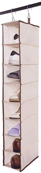Amborido 8 Shelf Hanging Shoe Organizer for Closet Non Woven Fabric Beige