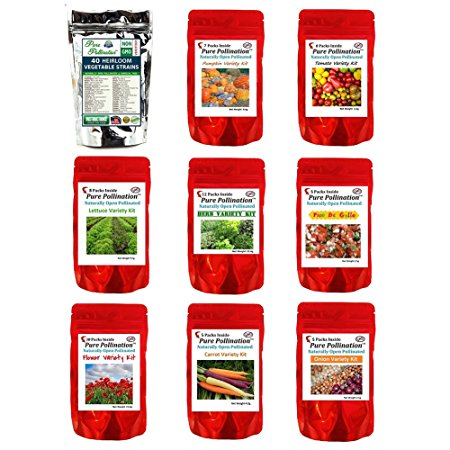 Pure Pollination 9 Package, 100 Packets, 91 Different Strains Vegetable, Flower, Herb Seed Packs