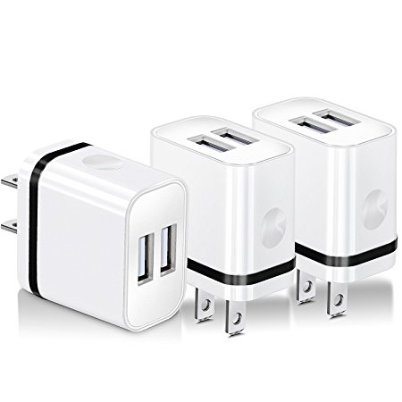 Wall Block Charger, Canjoy 3Pack 2.0A/10W Home Travel USB Power Adapter Plug Charger for iPhone iPad, Samsung Galaxy, Note, Nexus, HTC, Oneplus, Motorola, Blackberry, Sony and More (White Black)
