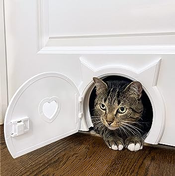 The Kitty Pass Interior cat Door with Locking Privacy Door - let Your cat in and Out of Closed Doors, Secure pet Proof gate Latch - for Cats up to 21 lbs