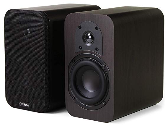 Micca RB42 Reference Bookshelf Speaker with 4-Inch Woofer and Silk Tweeter (Dark Walnut, Pair) (Renewed)