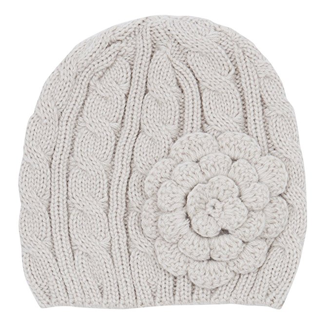 Hatsandscarf CC Exclusives Women's Knitted Cute Beanie Hat with Flower Accent