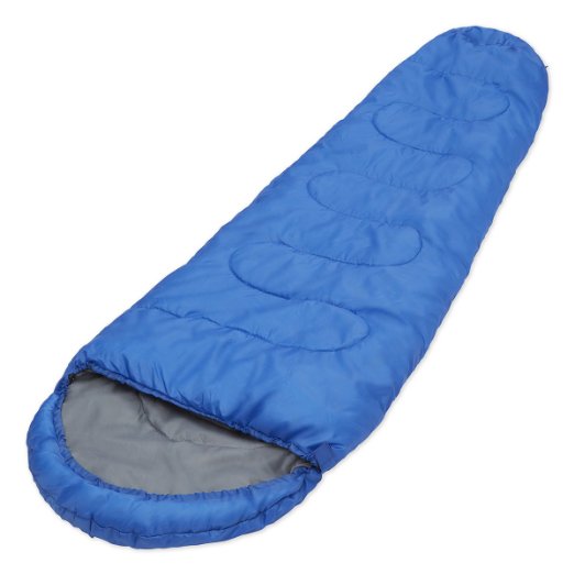 300GSM Professional Mummy Sleeping Bag for Camping, Hiking and Outdoors. 3-4 Season. Drawstring Hood and Collar