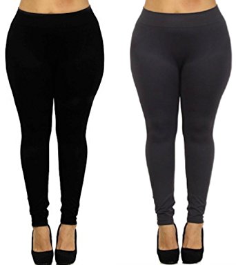 ShoSho Women's Thick Cotton Terry Seamless Slimming Leggings 1pk, 2pk or 3pk (Plus Size Available)