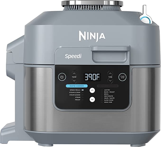 Ninja SF301 Speedi Rapid Cooker & Air Fryer, 6-Quart Capacity, 12-in-1 Functions to Steam, Bake, Roast, Sear, Sauté, Slow Cook, Sous Vide & More, 15-Minute Speedi Meals All In One Pot, Sea Salt Gray