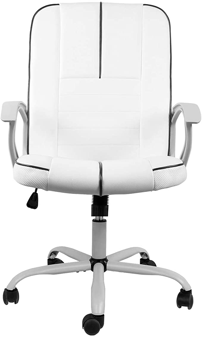Statesville Executive Swivel Comfortable Bonded Leather Home Office Chair, White