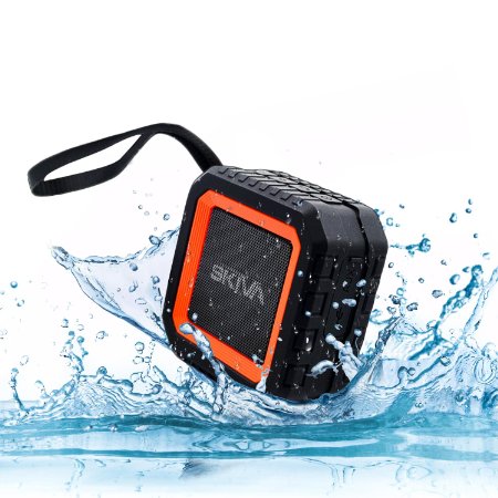 Portable Outdoor Waterproof Speaker - Skiva SoundCube Splashproof Water-resistant Loud Bluetooth Wireless Speaker with 12 Hours Playtime (Built-in Microphone) for iPhone, Samsung LG [Model:SP104]