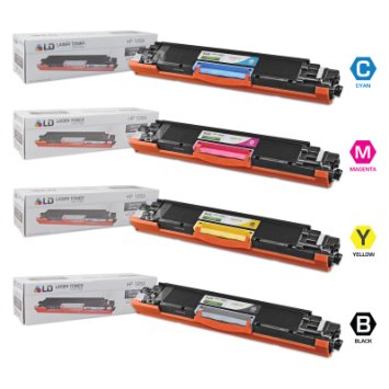LD  Remanufactured Replacement Laser Toner Cartridges for HP Color LaserJet CP1025nw100 MFP M175nw 1 Black CE310A 1 Cyan CE311A 1 Magenta CE313A and 1 Yellow CE312A