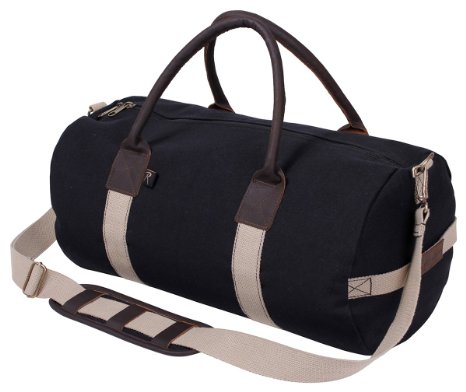 Rothco 19" Canvas & Leather Gym Bag, Sports Duffle Bag w/Shoulder Strap