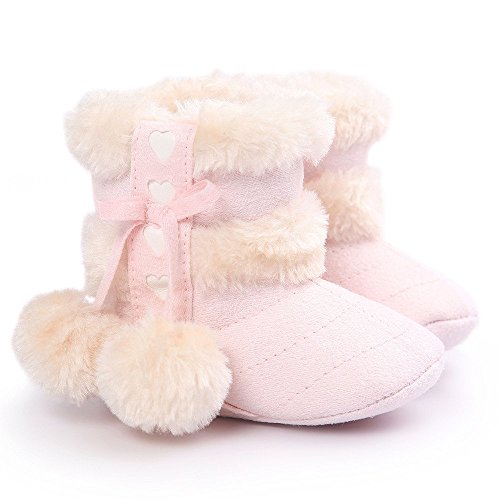 Voberry Baby Toddler Girls Knit Soft Winter Warm Snow Boot Fur Trimmed Pom Pom Boots