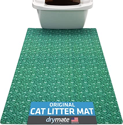 Drymate Original Cat Litter Mat, Contains Mess from Box for Cleaner Floors, Urine-Proof, Soft on Kitty Paws -Absorbent/Waterproof- Machine Washable, Durable (USA Made) (20”x28”)(Drizzle Green)