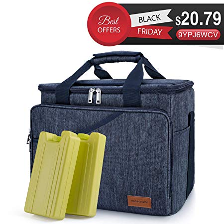 Cooler Bag 40-Can/24-Can Large,Insulated Soft Sided Cooler Bag with 2 Ice Packs Leak-Proof for Outdoor Travel Hiking Beach Picnic BBQ Party