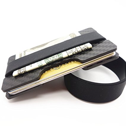 Minimalist Carbon Fiber Slim Wallet Money Clip RFID-Blocking ID Credit Card Holder