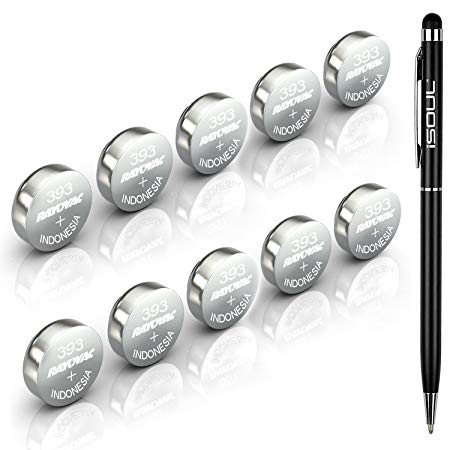 10x Rayovac Watch Battery Swiss Made Silver Oxide 10x Rayovac Batteries 393 SR754W 10x Rayovac   iSOUL Black Stylus Touch Pen [Bundle Deal]