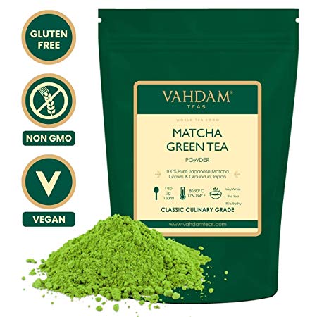 VAHDAM, Matcha Green Tea Powder SUPERFOOD (100 Servings) 100% Pure Authentic Japanese Matcha Powder | Classic Culinary Grade Green Tea Matcha 🍵 137x Anti-OXIDANTS | Matcha Latte Mix & Smoothies