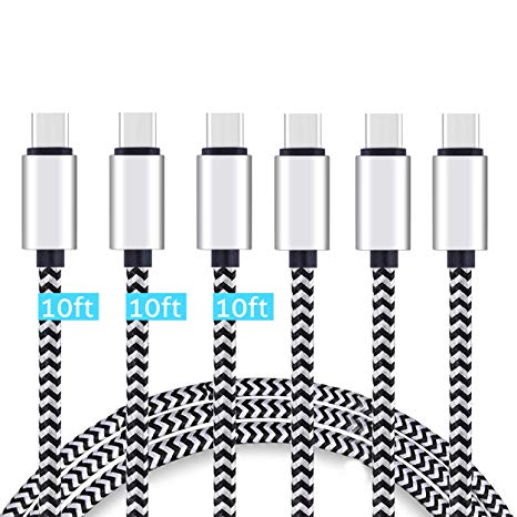 Ailun USB Type C to C Cable [10ft 3Pack] High Durability,USB C Devices Charging for Galaxy s10 Plus,Note 9 8 S8 S8  S9, Google Pixel,Nexus 6P,Huawei Matebook,MacBook,iPad Pro 2018 and More