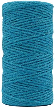 Tenn Well Jute Twine String, 335 Feet 2mm Jute Rope Gift Twine Packing String for Craft Projects, Wrapping, Gardening Applications (Turquoise Blue)