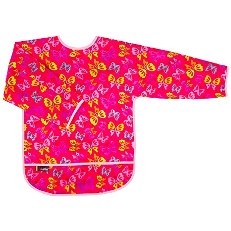 Kushies Taffeta Waterproof Bibs with Sleeves, Butterflies, 2-4 Years