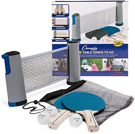 Champion Sports AWTSET Anywhere Table Tennis: Ping Pong Paddles, Balls, and Portable Net & Post Set To Go