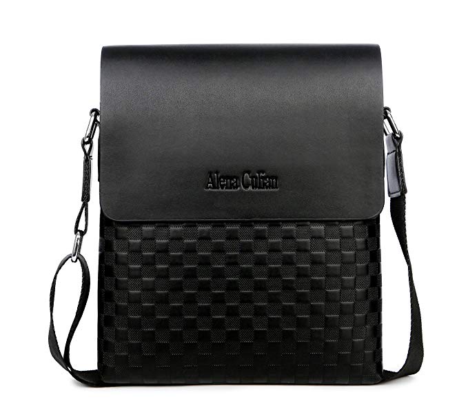Alena Culian Business Man Bag Classic Plaid Design Men Messenger Bag Shoulder Bag(black)