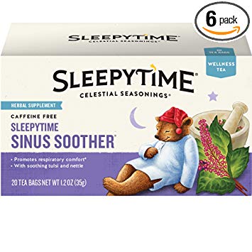 Celestial Seasonings Wellness Tea, Sleepytime Sinus Soother, 20 Count Box (Pack Of 6)