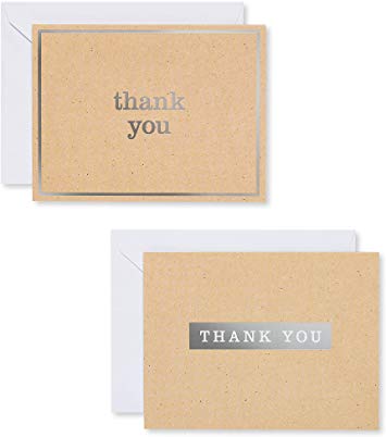 American Greetings Bulk Thank You Cards with Envelopes, Kraft Style (50-Count)