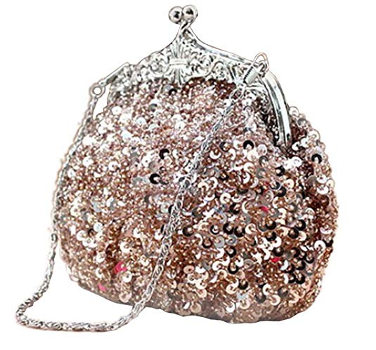 Chicastic Full Sequin Mesh Beaded Antique Style Wedding Evening Formal Cocktail Clutch Purse