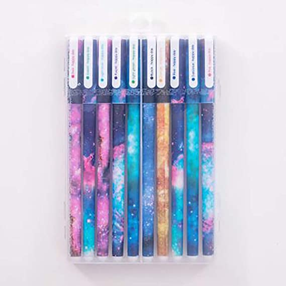 Creative Cute Pens Galaxy Pens Colorful Gel Ink Pen color pen 10 sets (Starsky)