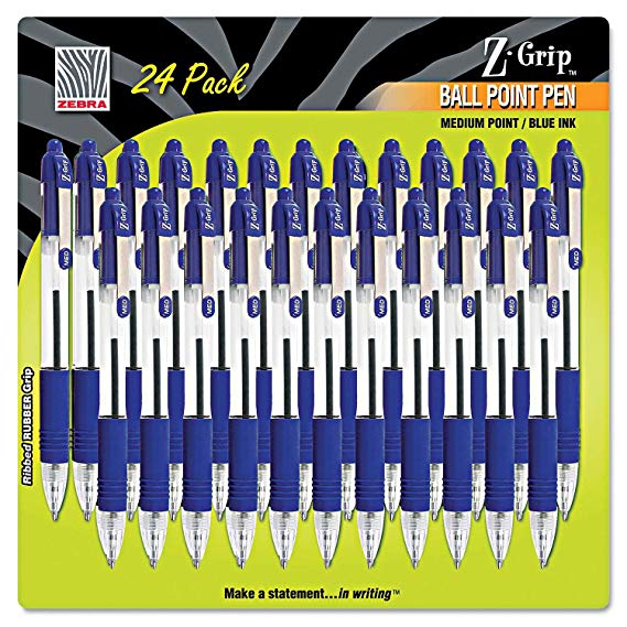 Z-Grip 24 Retractable Ballpoint Pen Pack (Blue, 24 count)