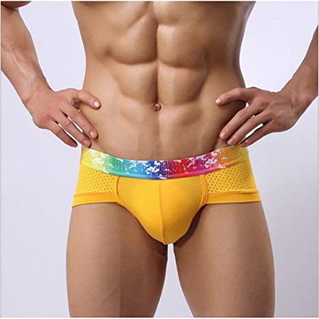 Bokeley Men's Underwear, Mens Sexy Low Waist Boxers Briefs Men Colorful Underpants Breathable Soft Shorts