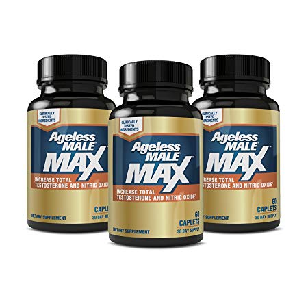 New Vitality Ageless Male Max Stamina Enhancement and Body Fat Reduction Nitric Oxide Booster (180 Caplets) (Pack of 3)